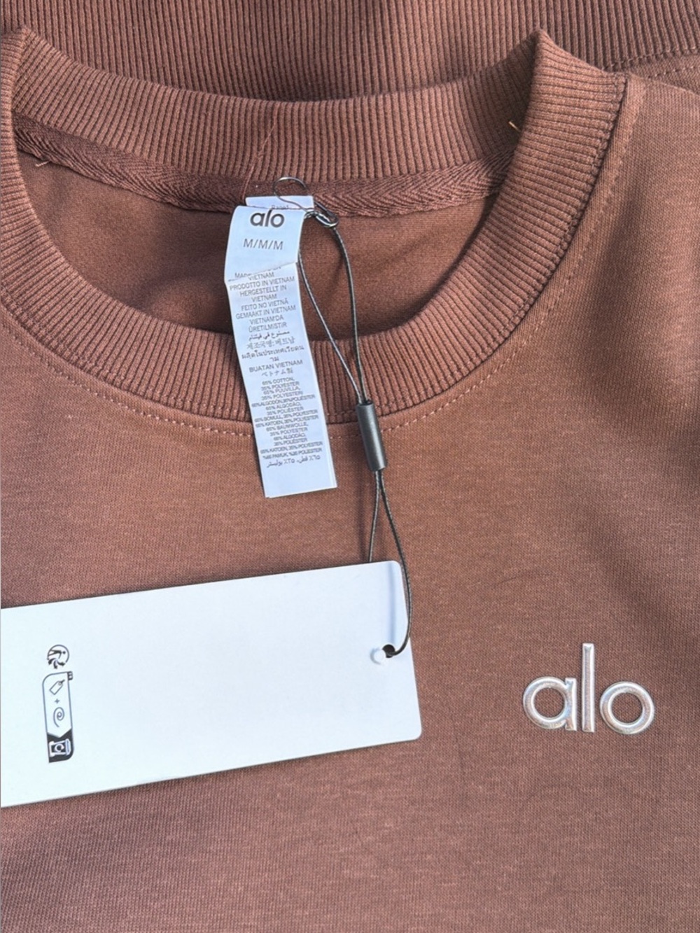 ALO Yoga Brown Crewneck Sweatshirt with Small Logo